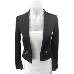 H&M Divided Black Long Sleeve Open Front Pocket Crop Tuxedo Coat Blazer Jacket 4